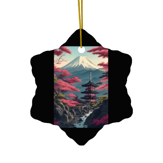 Asia Landscape Serene Mount Fuji Ceramic Ornaments