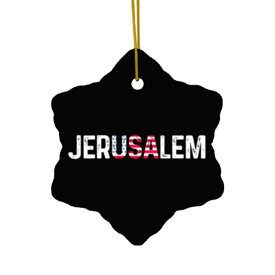 Jerusalem Usa America Flag Israel Ceramic Ornaments
