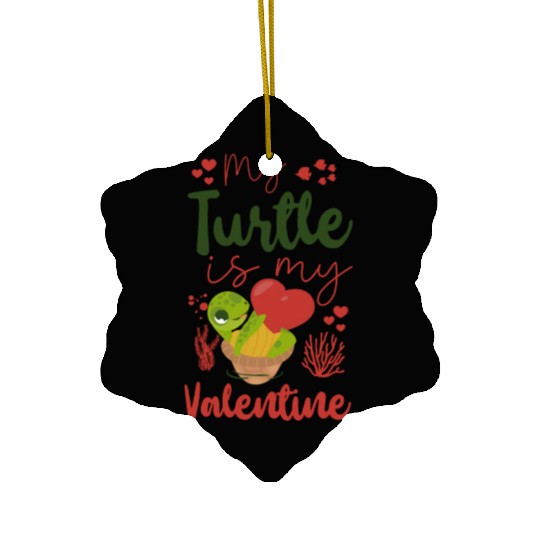 Sea Turtle Tortoise Valentines Day Ceramic Ornaments