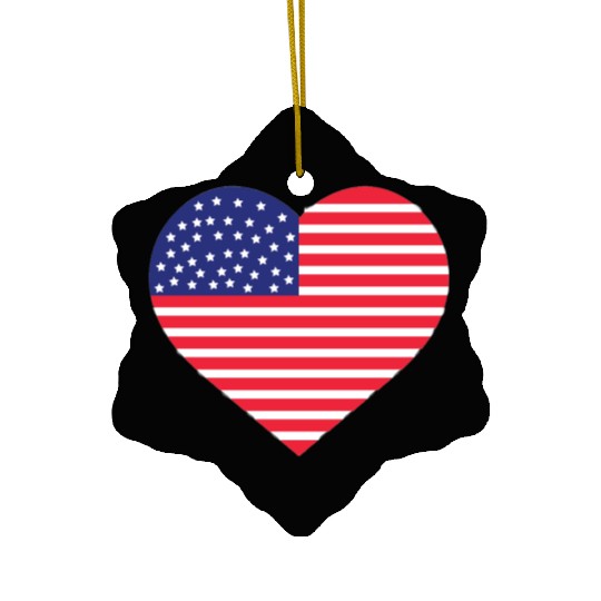 american flag heart Ceramic Ornaments