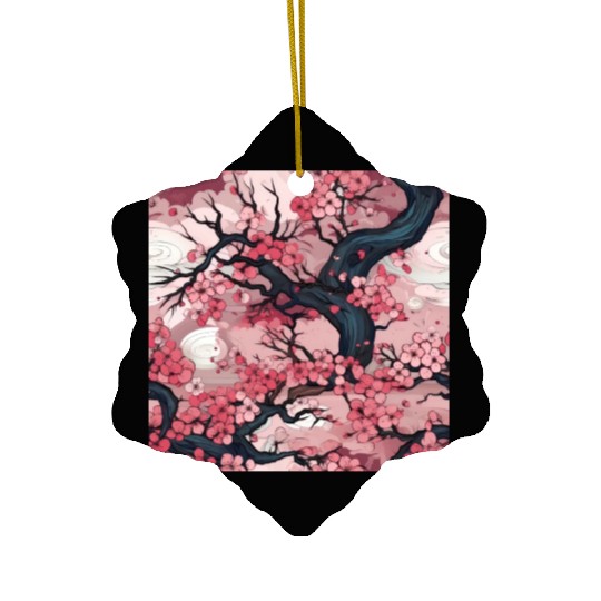 Anime Euphoria: Fantasy Cherry Blossom Dreamscape Ceramic Ornaments