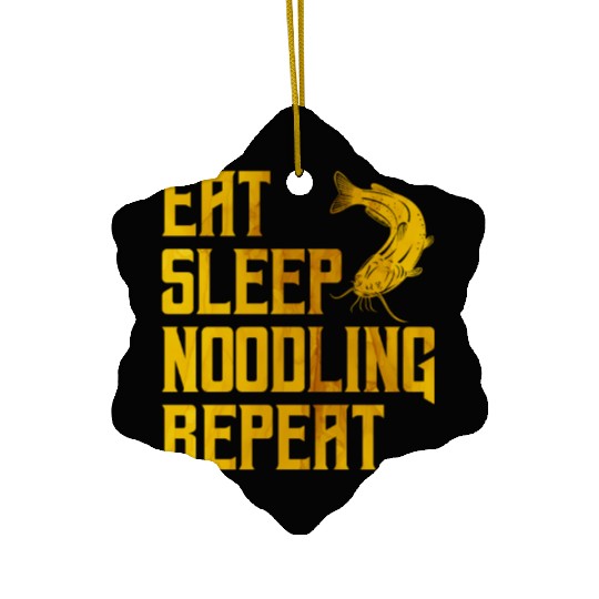 Flathead Fish Eat Sleep Noodling Repeat Catfish Ceramic Ornaments