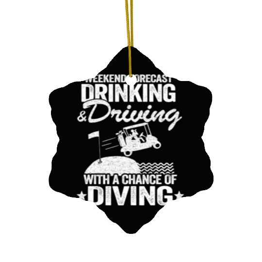 Beer Golf Cart Drinking Driving Diving Golfing Ceramic Ornaments