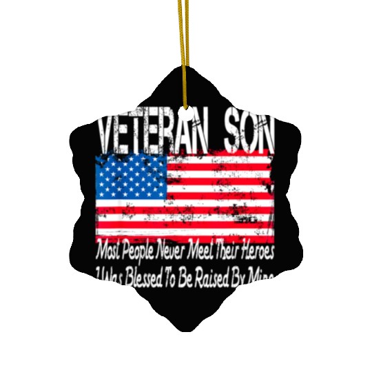 vintage american flag us military family veteran s Ceramic Ornaments