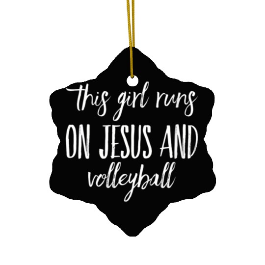 This Runs On Jesus And Volleyball Christian Ceramic Ornaments