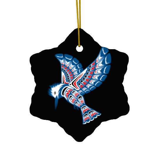 Native American Style Kingfisher Pacific Northwest Ceramic Ornaments