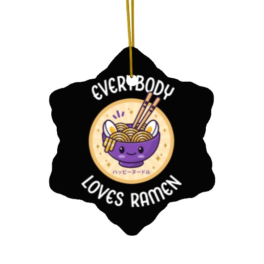 Kawaii Noodles Bowl Everybody Loves Ramen Purple Ceramic Ornaments
