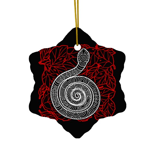 Tribal Snake Ink Art Tattoo Red White Ceramic Ornaments