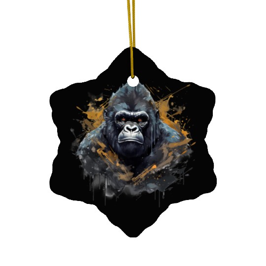Gorilla King. Power in a Graffiti Style. Ceramic Ornaments