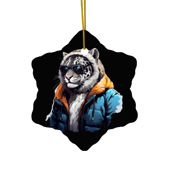 Street Style Snow Leopard | Leopard Lovers Ceramic Ornaments