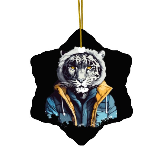 Street Style Snow Leopard | Leopard Lovers Ceramic Ornaments
