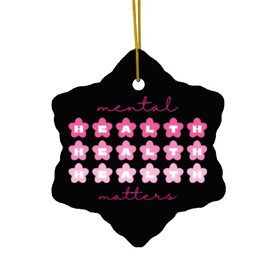 Mental Health Matters RetroFlowers Barbiecore Pink Ceramic Ornaments