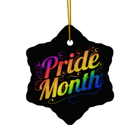 Rainbow Color Pride Month Logo Lgbtq Gay Lesbian Ceramic Ornaments