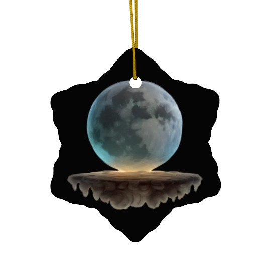 3 Dimensional (3D) Full Moon and Floating Island Ceramic Ornaments