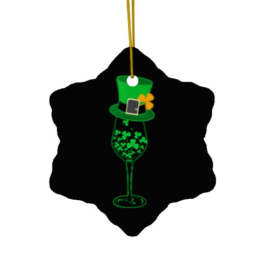 Irish Green Shamrock St Patrick's Day Wine Drinkin Ceramic Ornaments