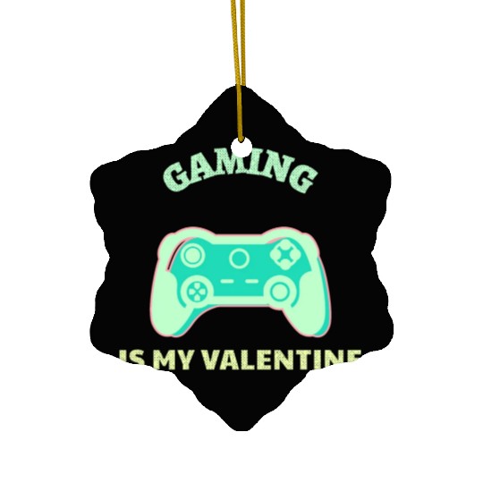 Gaming Is My Valentine Light Green Ceramic Ornaments