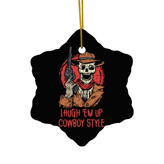 Spooky Horror Western Cowboy Rider Rodeo Country Ceramic Ornaments
