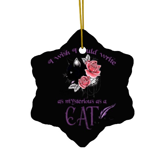 Mysterious Cat Edgar Allan Poe Ceramic Ornaments
