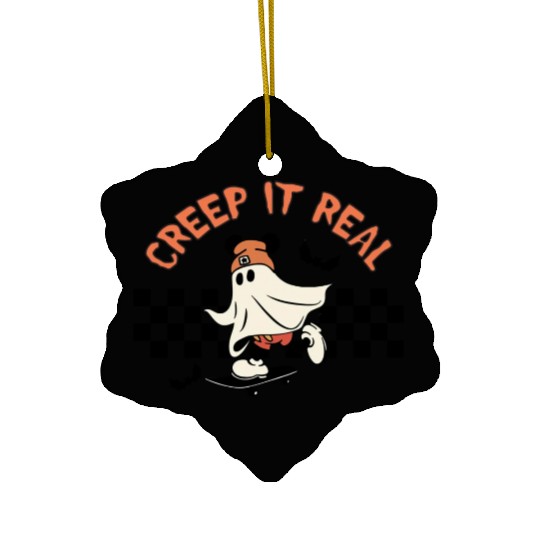 Creep It Real Funny Skateboarding Ghost Ceramic Ornaments