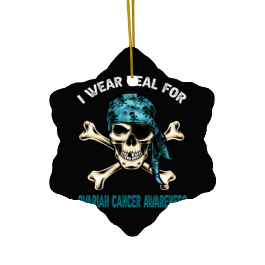 I Wear Teal For Ovarian Cancer Awreness Pirate Ceramic Ornaments