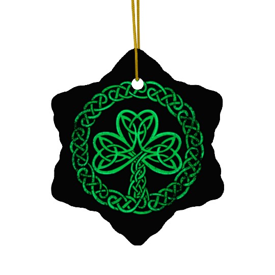 Irish Celtic Knot Shamrock Clover Ceramic Ornaments