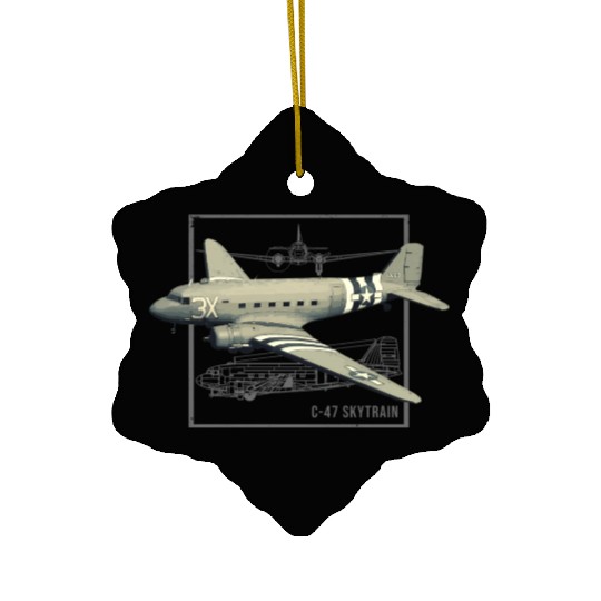 C-47 ytrain Dakota Military Transport Plane Ceramic Ornaments