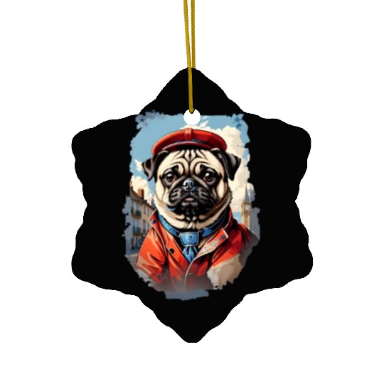Pug's British Adventure Ceramic Ornaments