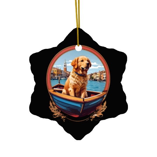 Golden Retriever's Venice Voyage Ceramic Ornaments