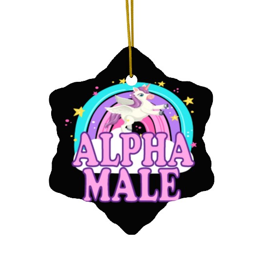 Ironic Alpha Male Unicorn Rainbow Funny Ceramic Ornaments