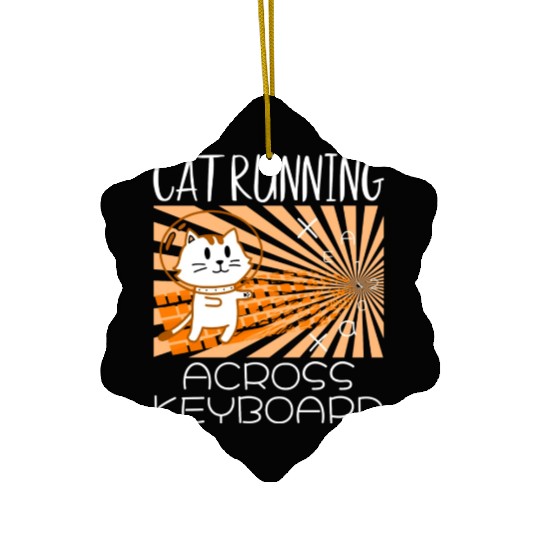 Cat Running Keyboard Across The Space Cat Riding Ceramic Ornaments