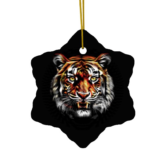 Tiger and tribal pattern Ceramic Ornaments