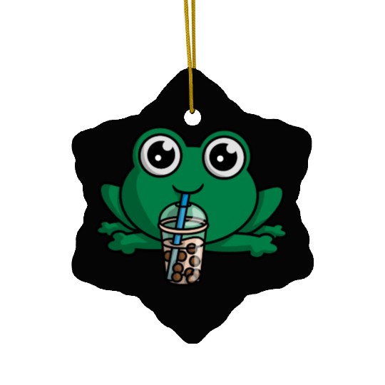 Bubble Boba Tea Drink Frog Cute Anime Kawaii Toad Ceramic Ornaments