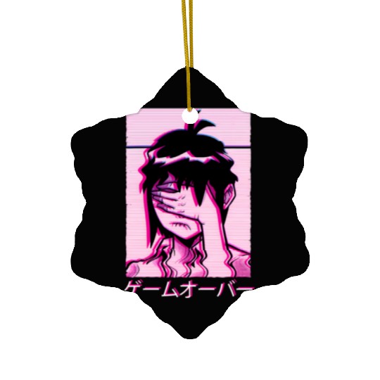 Vaporwave E Japanese Aesthetic Anime Sad E Ceramic Ornaments