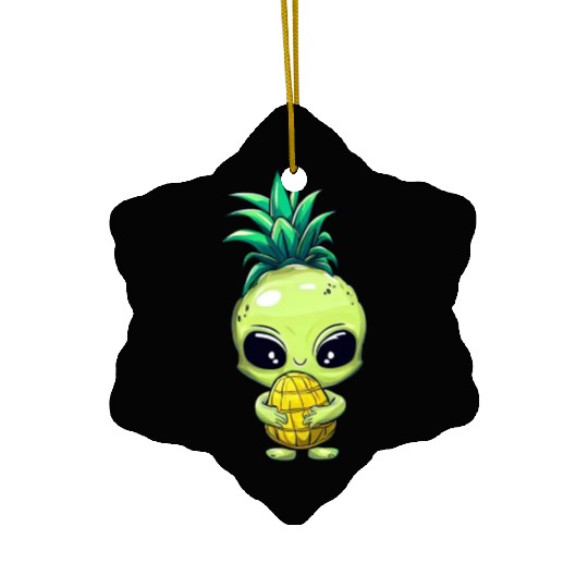 Pineapple-Hair Alien: Green & Funny Ceramic Ornaments