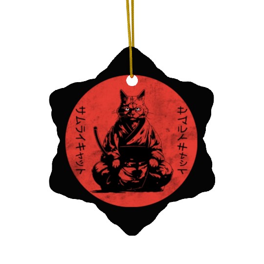 Wise Calm Vintage Retro Japanese Kitty Samurai Cat Ceramic Ornaments