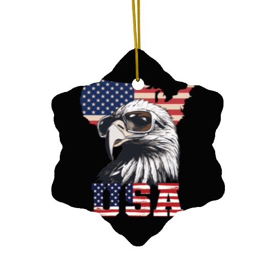 gift idea bald eagle american flag Ceramic Ornaments