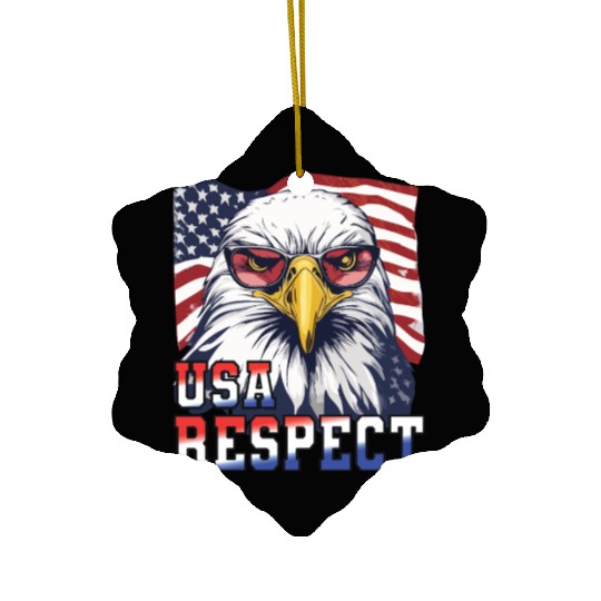 gift idea bald eagle american flag Ceramic Ornaments