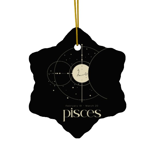Minimalist Pisces Zodiac Astrology Moon Stars Ceramic Ornaments