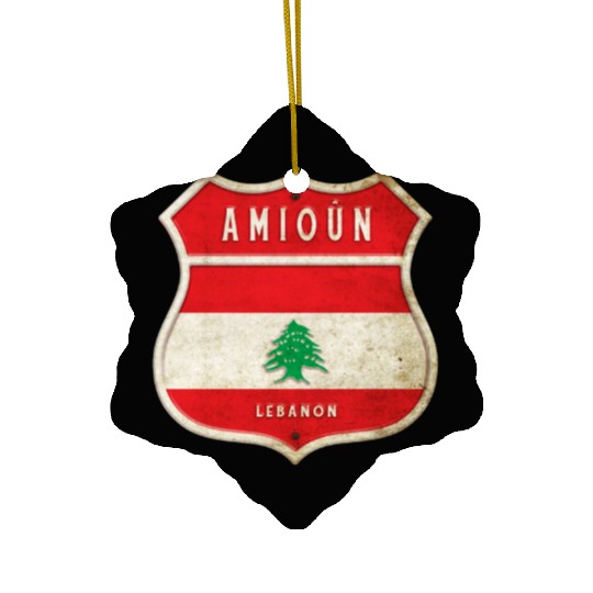 Amioun Lebanon coat of arms flags design Ceramic Ornaments