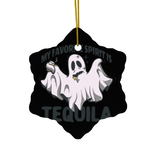 My Favorite Spirit Is Tequila Halloween Ghost Ceramic Ornaments