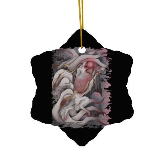 Kitsune Blood Moon Ceramic Ornaments