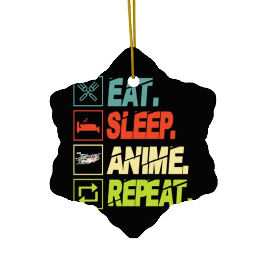 Eat Sleep Anime Repeat Ramen Kawaii Japanese Manga Ceramic Ornaments