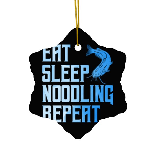 Flathead Fish Eat Sleep Noodling Repeat Catfish Ceramic Ornaments