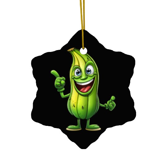 Green Alien Pickle Dude: Cosmic Crunch Ceramic Ornaments