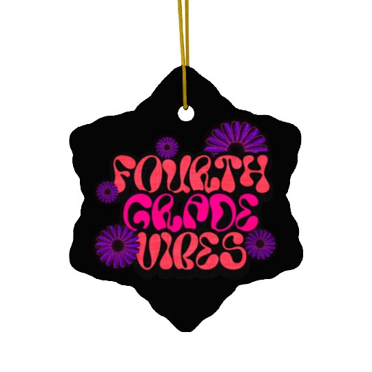 Fourth Grade Vibes for School Guys Neon Colors Flo Ceramic Ornaments