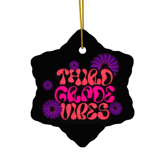 Fourth Grade Vibes for School Guys Neon Colors Ceramic Ornaments