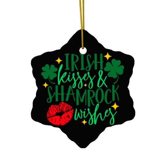 Irish Kisses And Shamrock Wishes Ceramic Ornaments