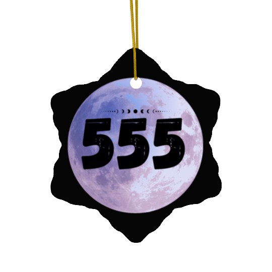 Purple Moon Angel Numbers 555 Ceramic Ornaments