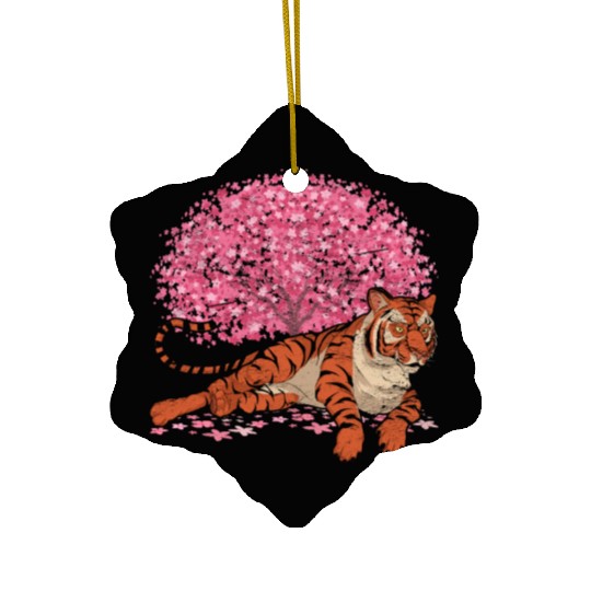 Cherry Blossom Tree Predator Gift Sakura Tiger Ceramic Ornaments