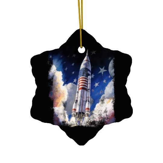 Patriotic Starship US Astronauts Stars and Stripes Ceramic Ornaments
